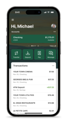 Mobile banking dashboard