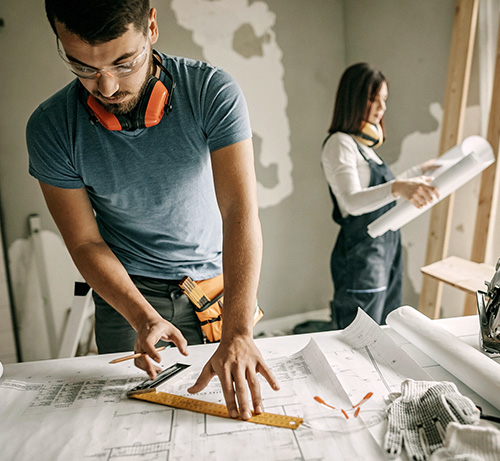 Couple remodeling their house.
