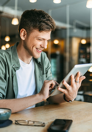 Person using a tablet.